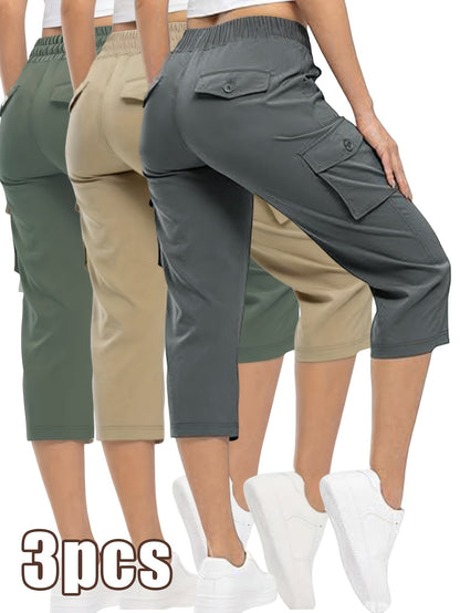 Women's Blue+Khaki+Black Cargo Pants - product view 28