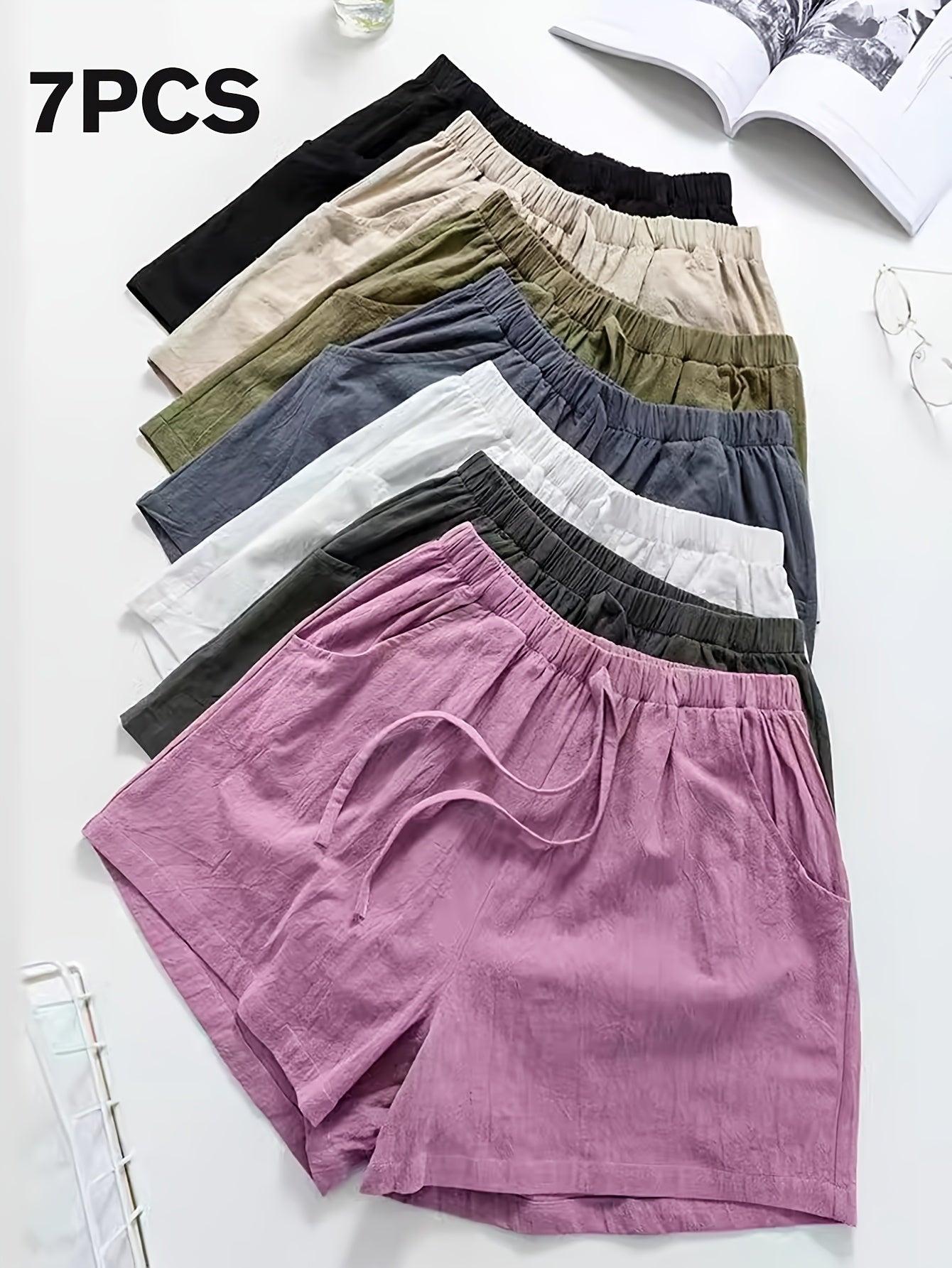 Women's 7pcs-Mix High-Waist Shorts - product view 12