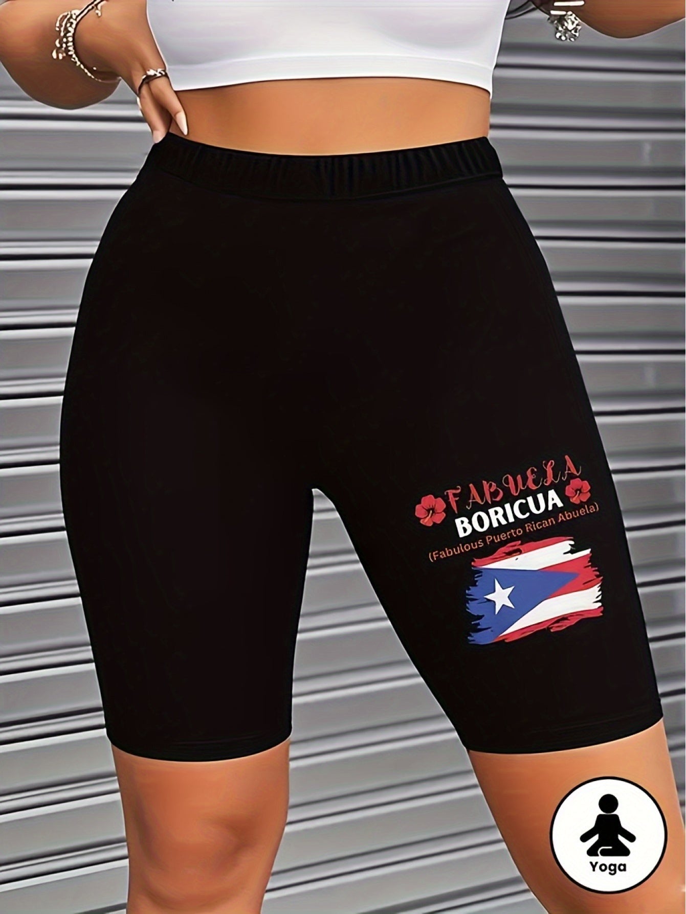 Women's Black Polyester High-Waist Shorts - product view 6