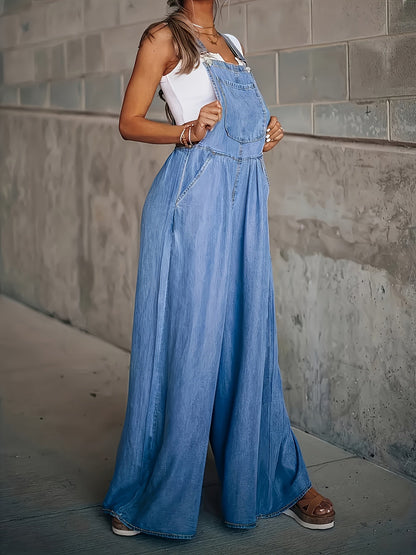 Women's Casual Jumpsuit - Relaxed Denim Pocket Design Style 5637 detail image - detail view 6