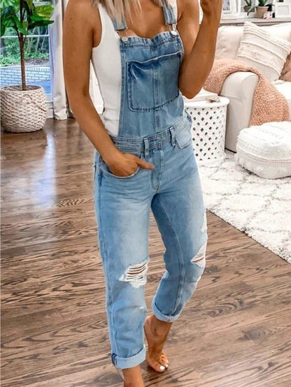Women's Casual Jumpsuit - Relaxed Denim Pocket Design Style 3589 detail image - detail view 11
