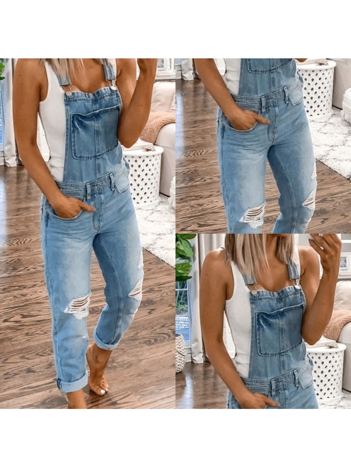 Women's Casual Jumpsuit - Relaxed Denim Pocket Design Style 3589 detail image - detail view 12