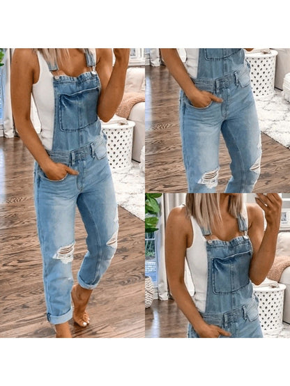 Women's Casual Jumpsuit - Relaxed Denim Pocket Design Style 3589 detail image - detail view 12