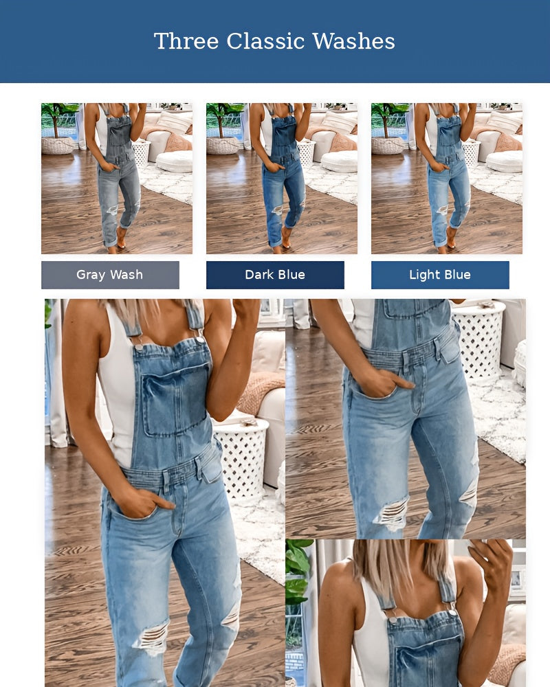 Women's Casual Jumpsuit - Relaxed Denim Pocket Design Style 3589 detail image - detail view 8