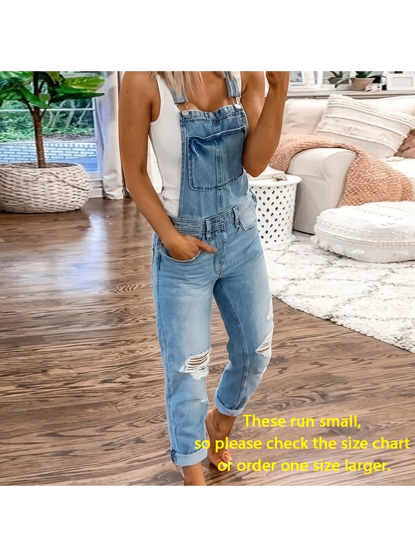 Light Blue Denim Sleeveless Jumpsuit - product view 11