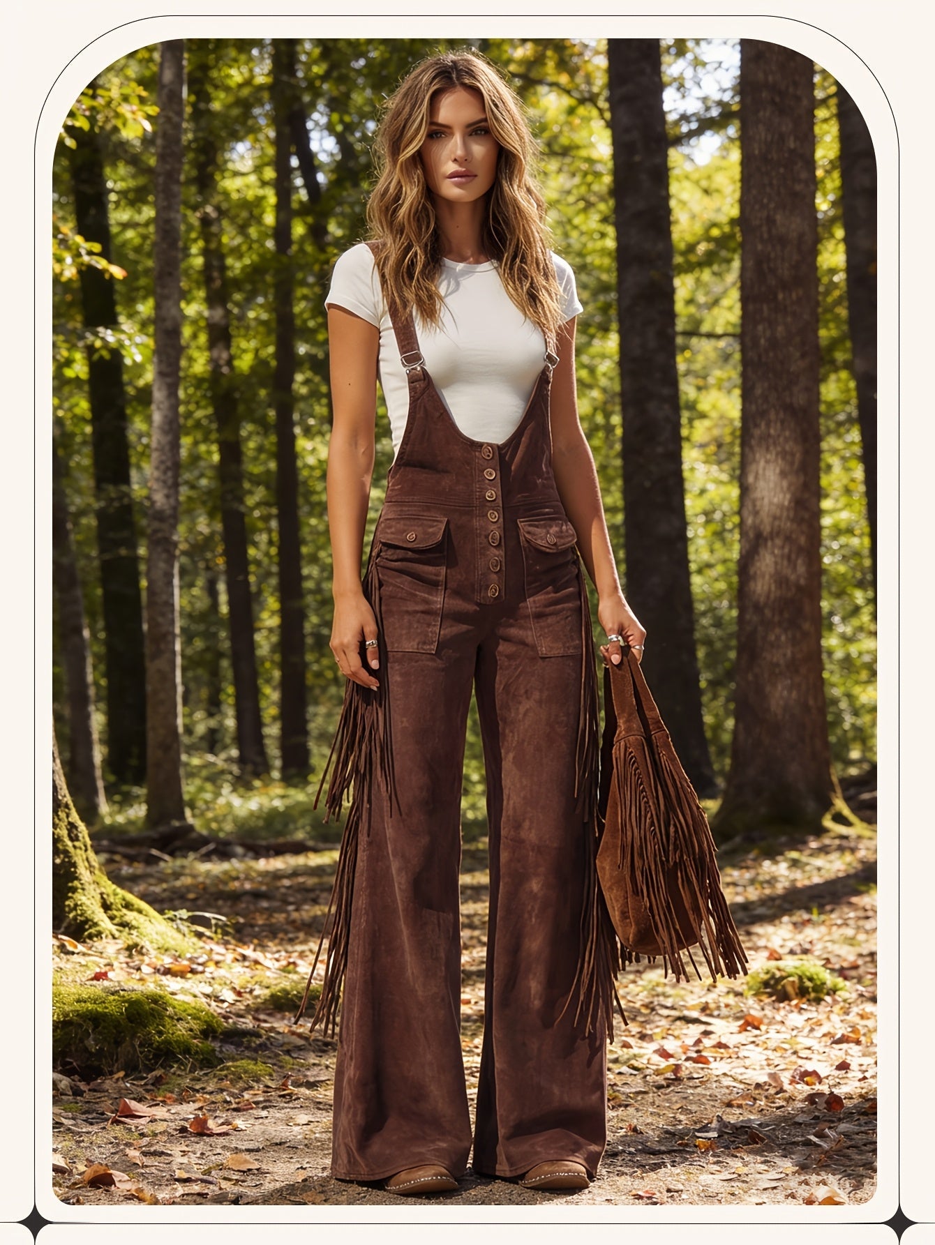Women's Casual Overalls - Wide Leg Button Detail detail image - detail view 10