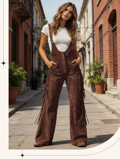 Women's Casual Overalls - Wide Leg Button Detail detail image - detail view 11