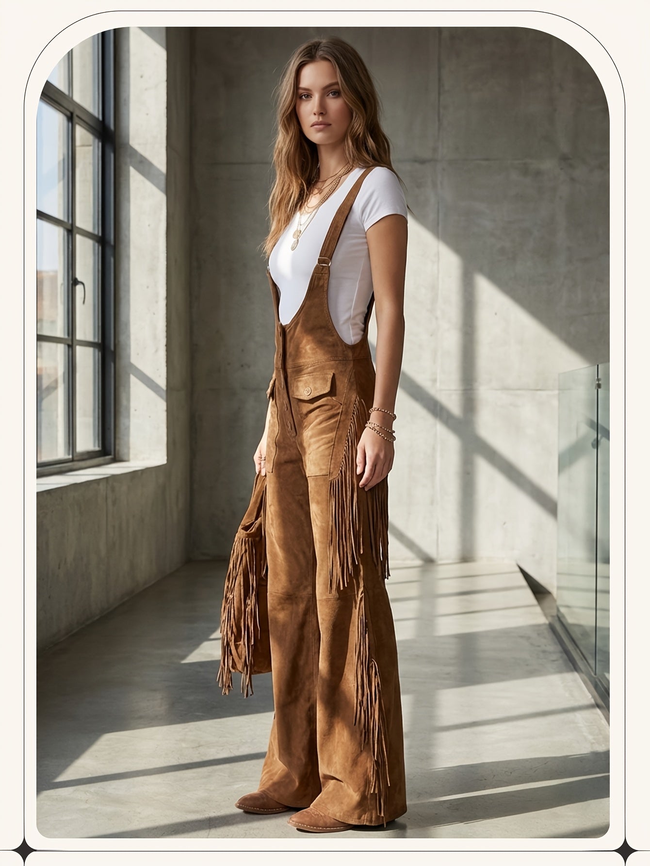 Women's Casual Overalls - Wide Leg Button Detail detail image
