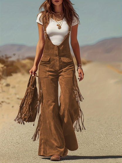 Women's Casual Overalls - Wide Leg Button Detail detail image - detail view 9