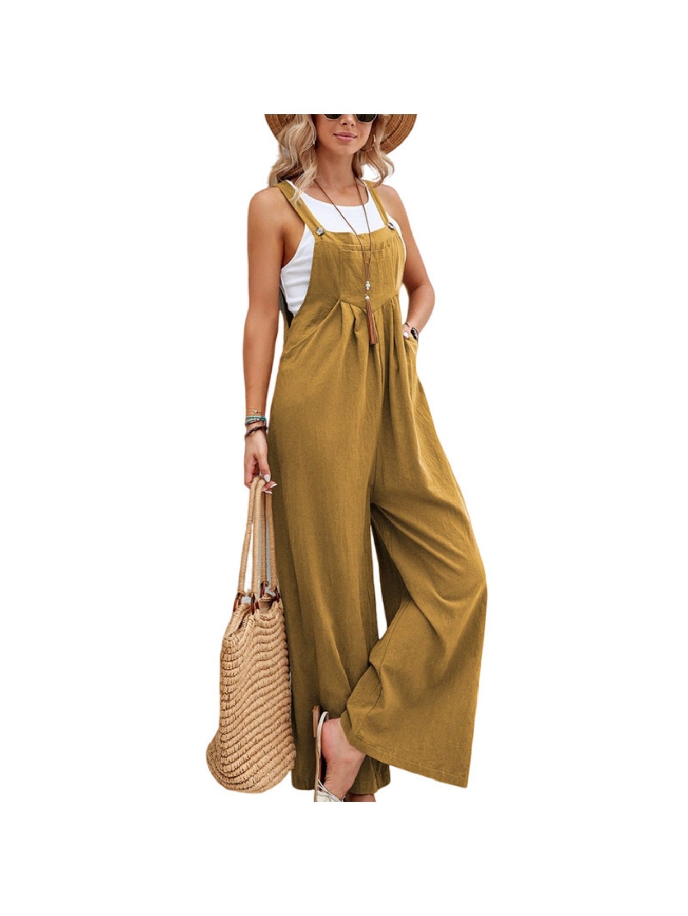 Women's Casual Overalls - Wide Leg Easy Styling detail image - detail view 3