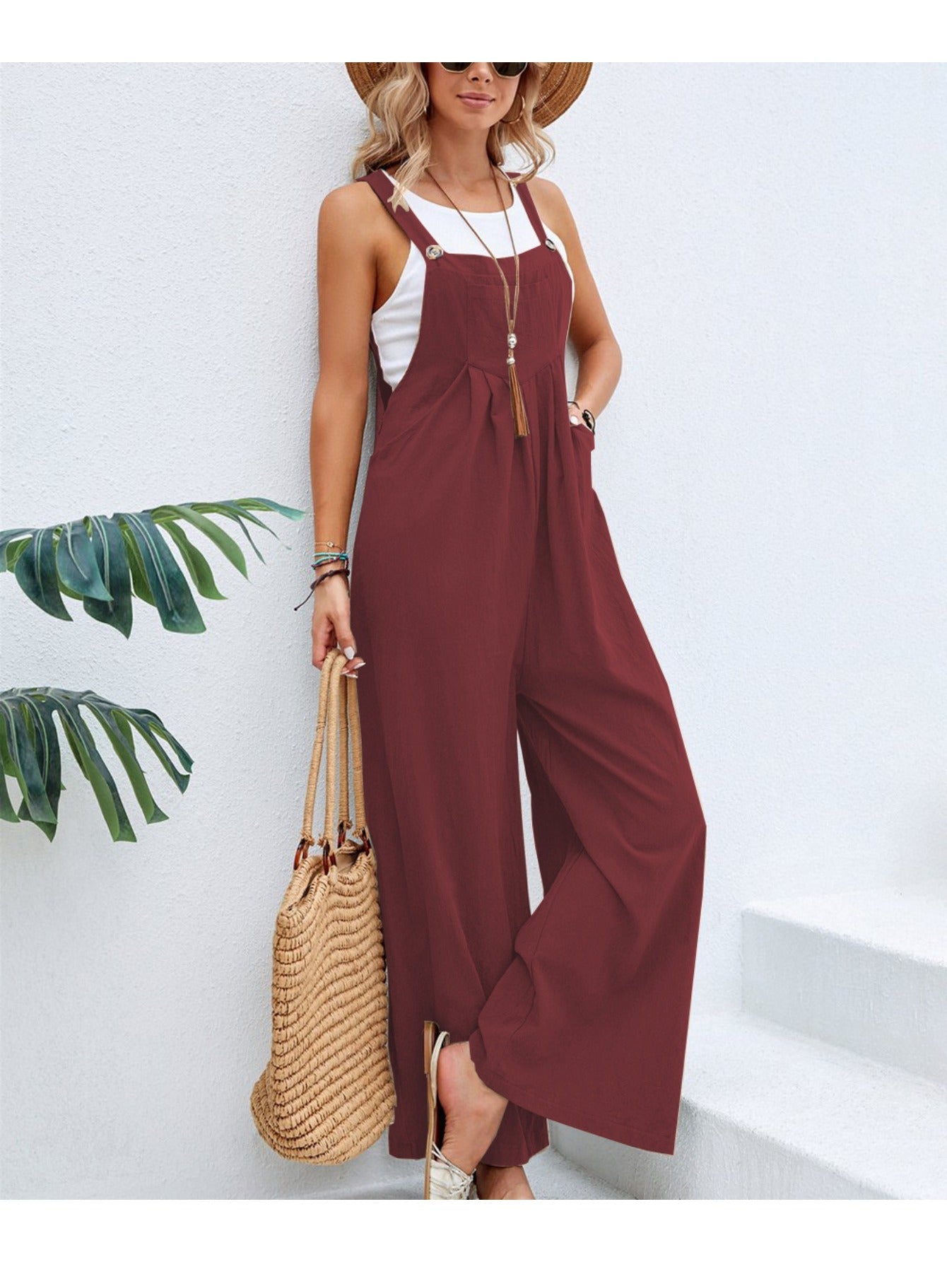 Women's Casual Overalls - Wide Leg Easy Styling product image
