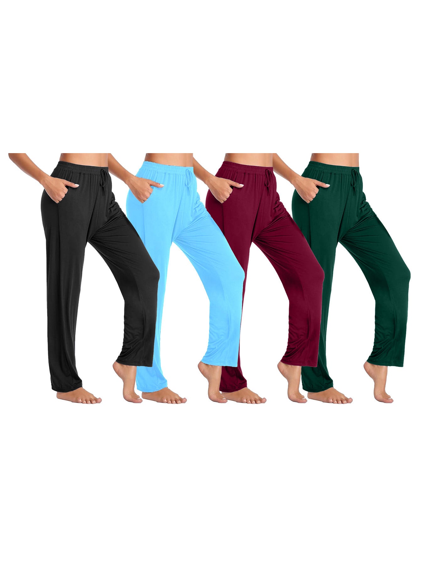 Women's Black - Light Blue - Burgundy - Hunter Polyester Pants - product view 1
