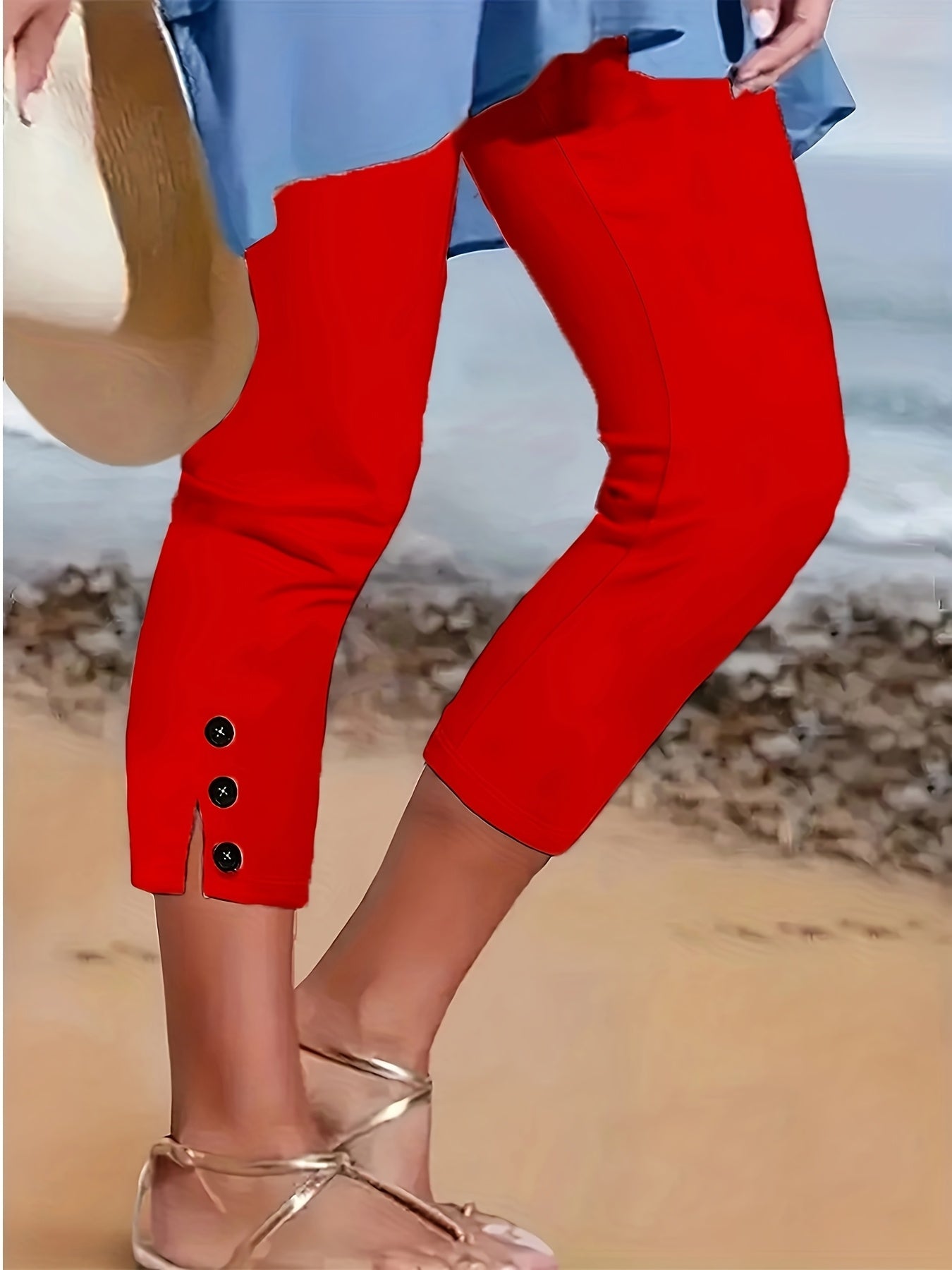 Women's Casual Pants - Elastic Waist Relaxed fit detail image - detail view 6