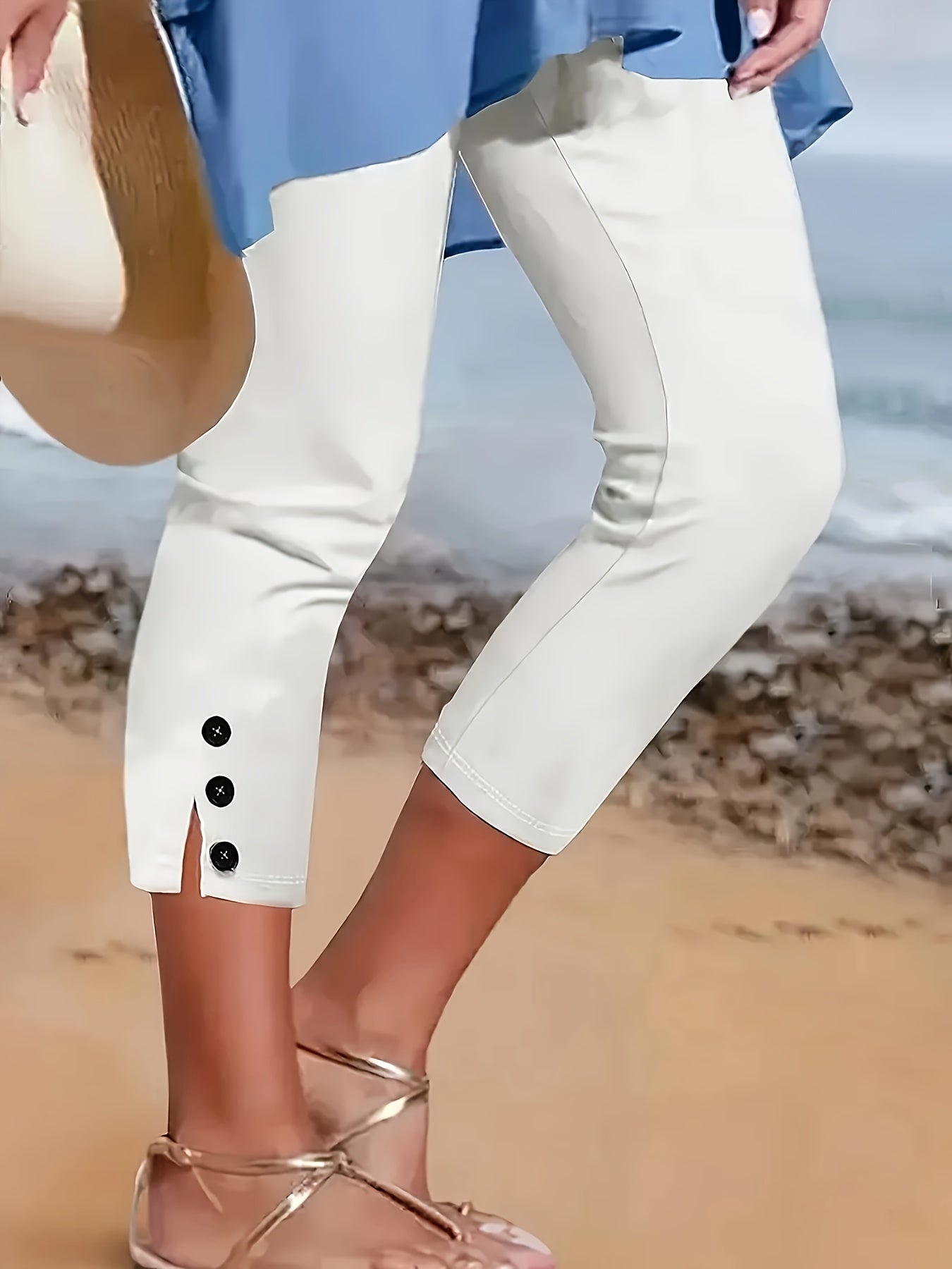 Women's Casual Pants - Elastic Waist Relaxed fit detail image - detail view 8