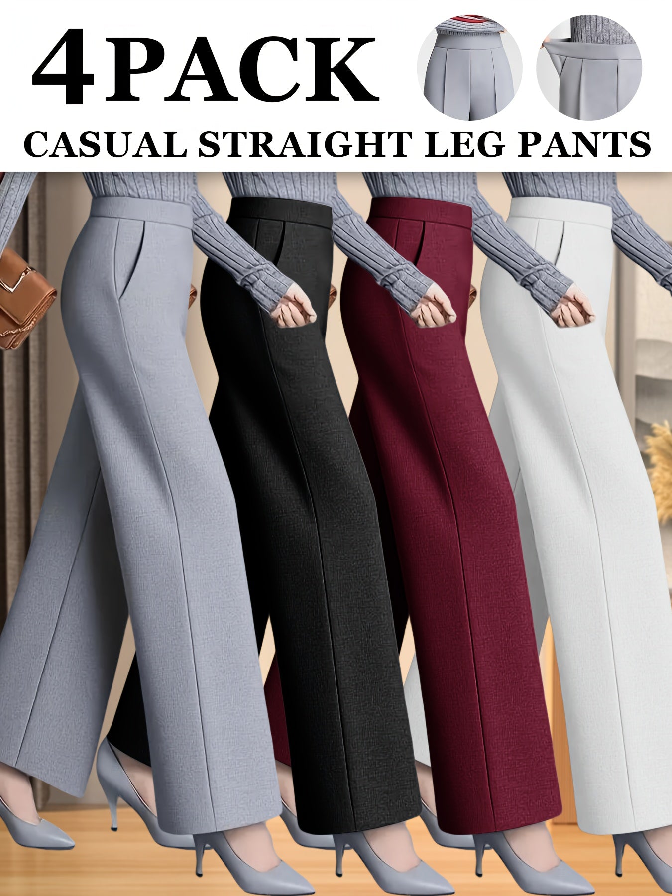 Women's Casual Pants - High Waist Slim fit detail image - detail view 6