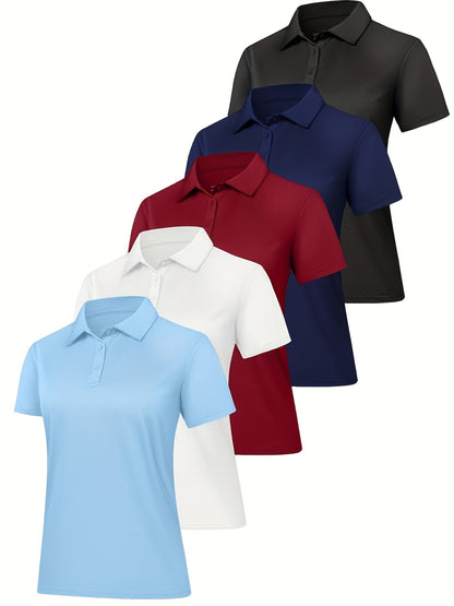 5pcs Women'S Polo Collar Short Sleeved T shirts Tops Moisture Wicking And Quick - product view 16