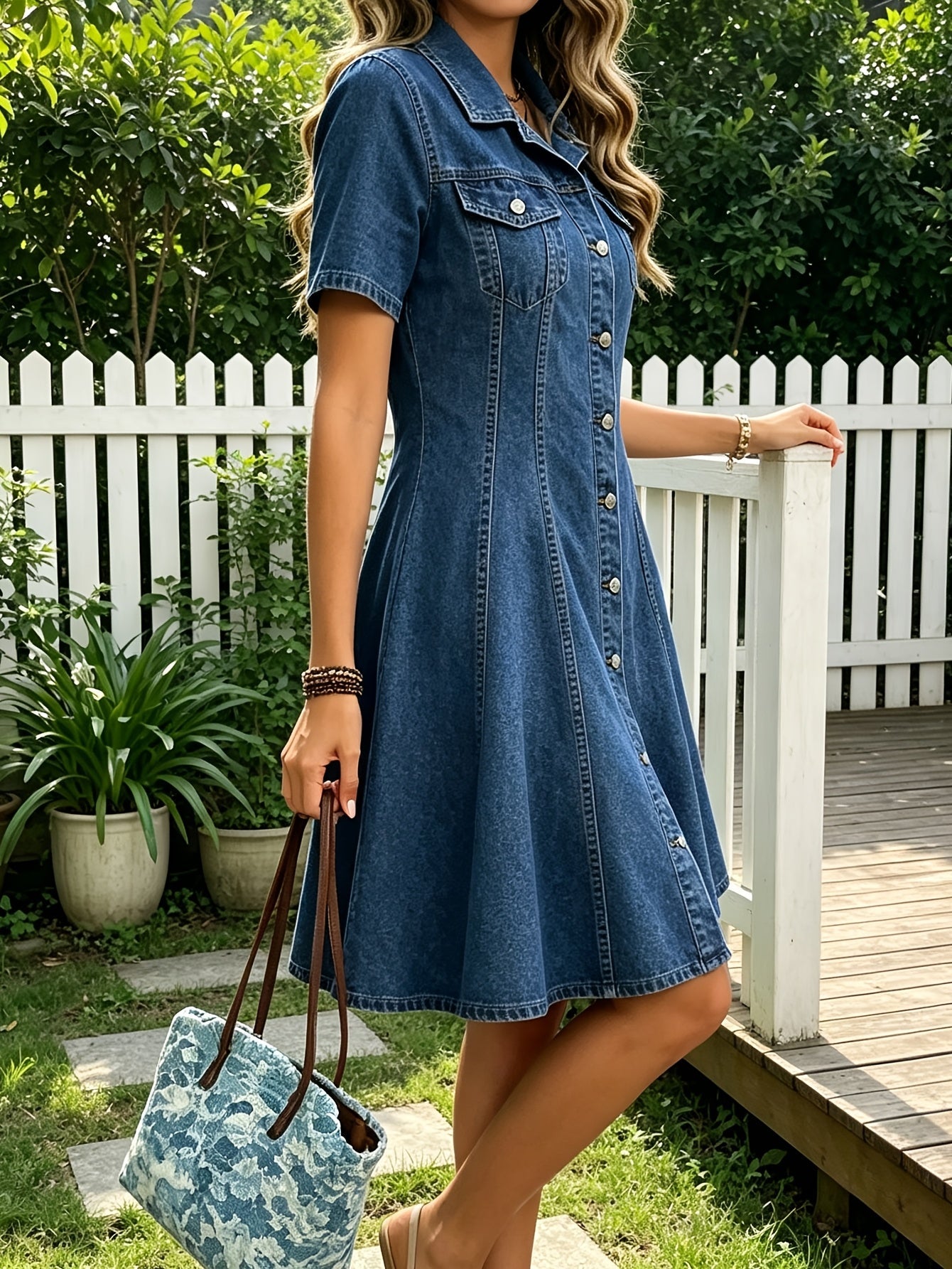 Women's Collared Bodycon Dress - Short Sleeve detail image - detail view 3