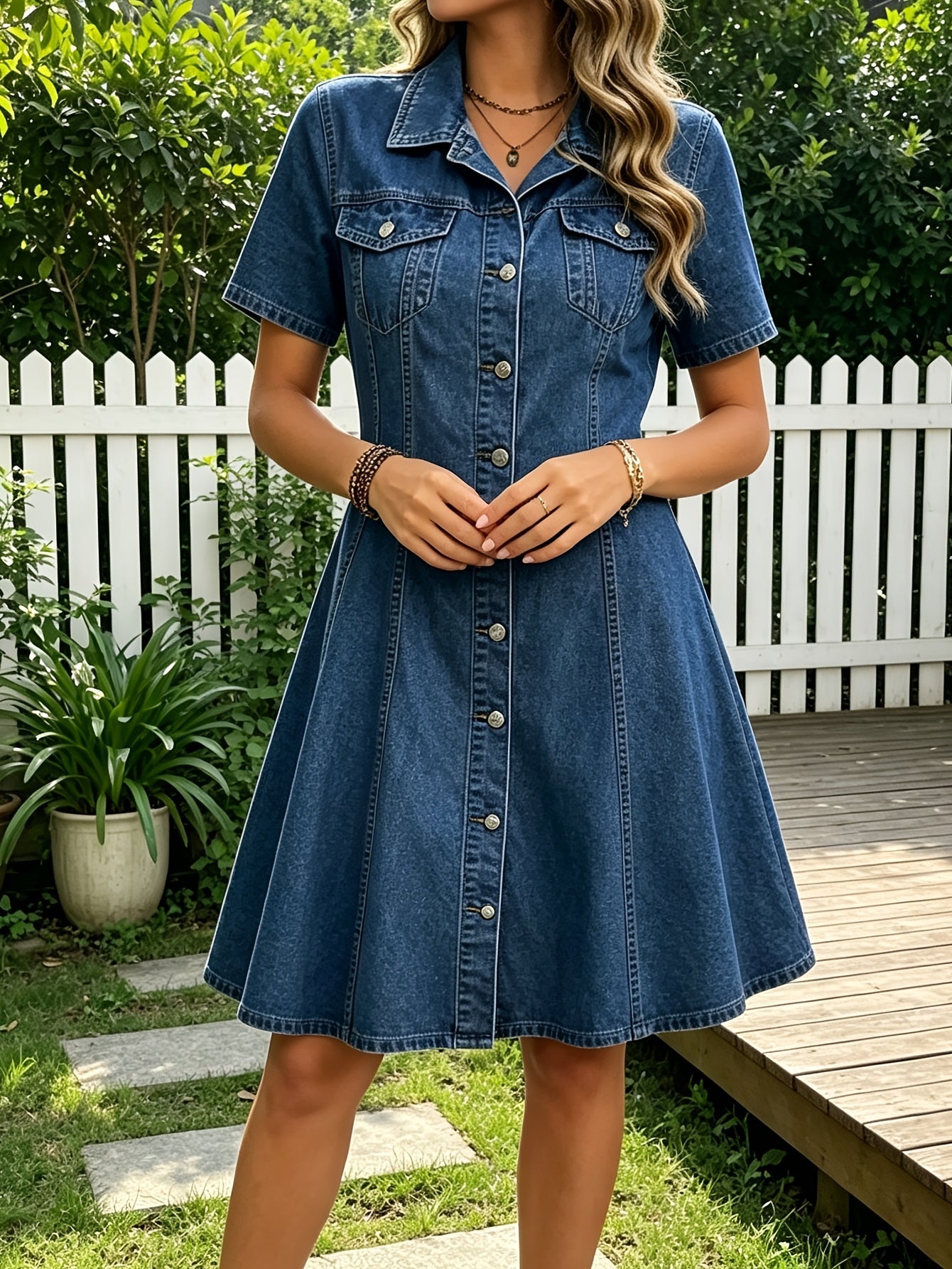 Women's Collared Bodycon Dress - Short Sleeve detail image - detail view 9