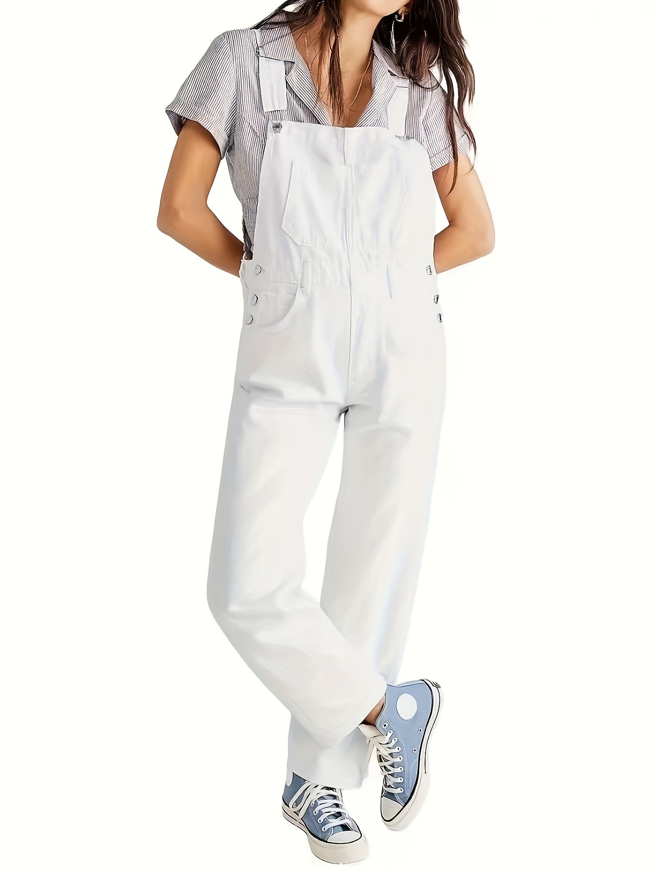 Women's Denim Overalls - Pocket Detail Relaxed product image