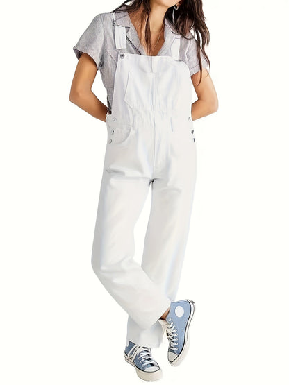 Women's Denim Overalls - Pocket Detail Relaxed product image