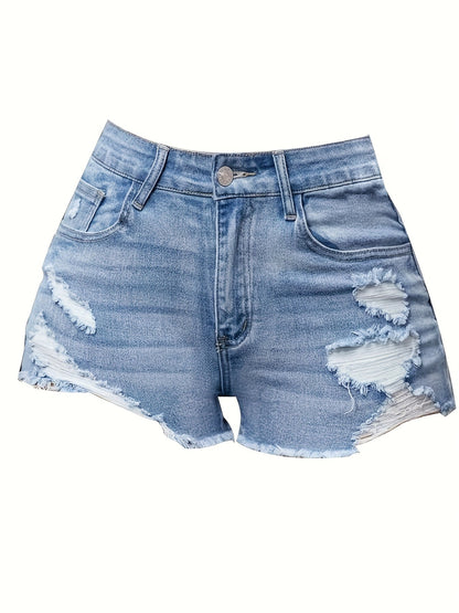 Women's Sky Blue Denim Denim Shorts - product view 5