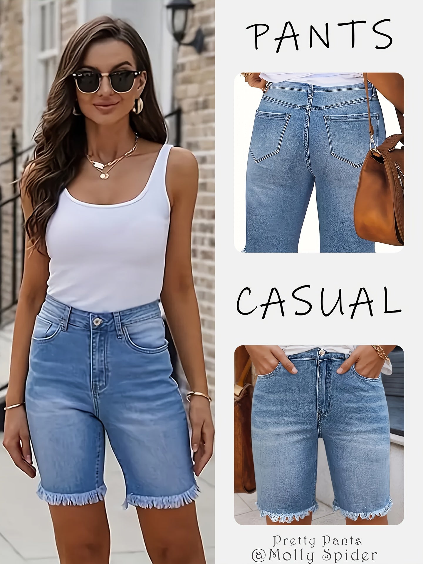 Women's Sky Blue Denim Denim Shorts - product view 4