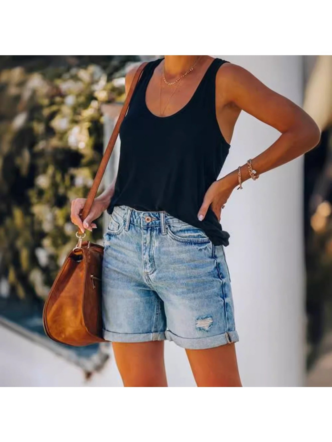 Women's Denim Shorts - Stretch With Pockets Weekend Style 121061 detail image - detail view 3