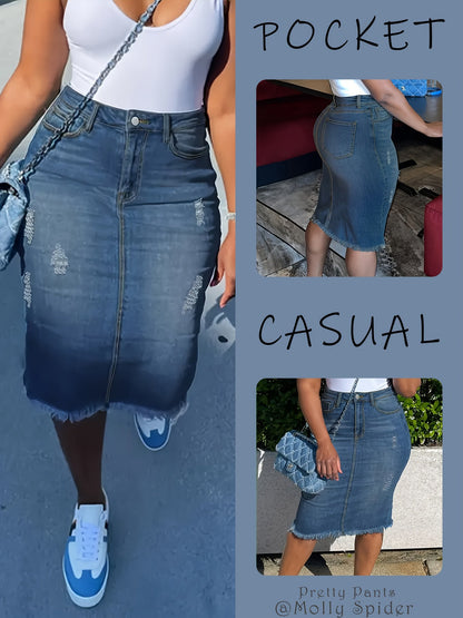 Sea Blue Denim High-Waist Skirt - product view 3
