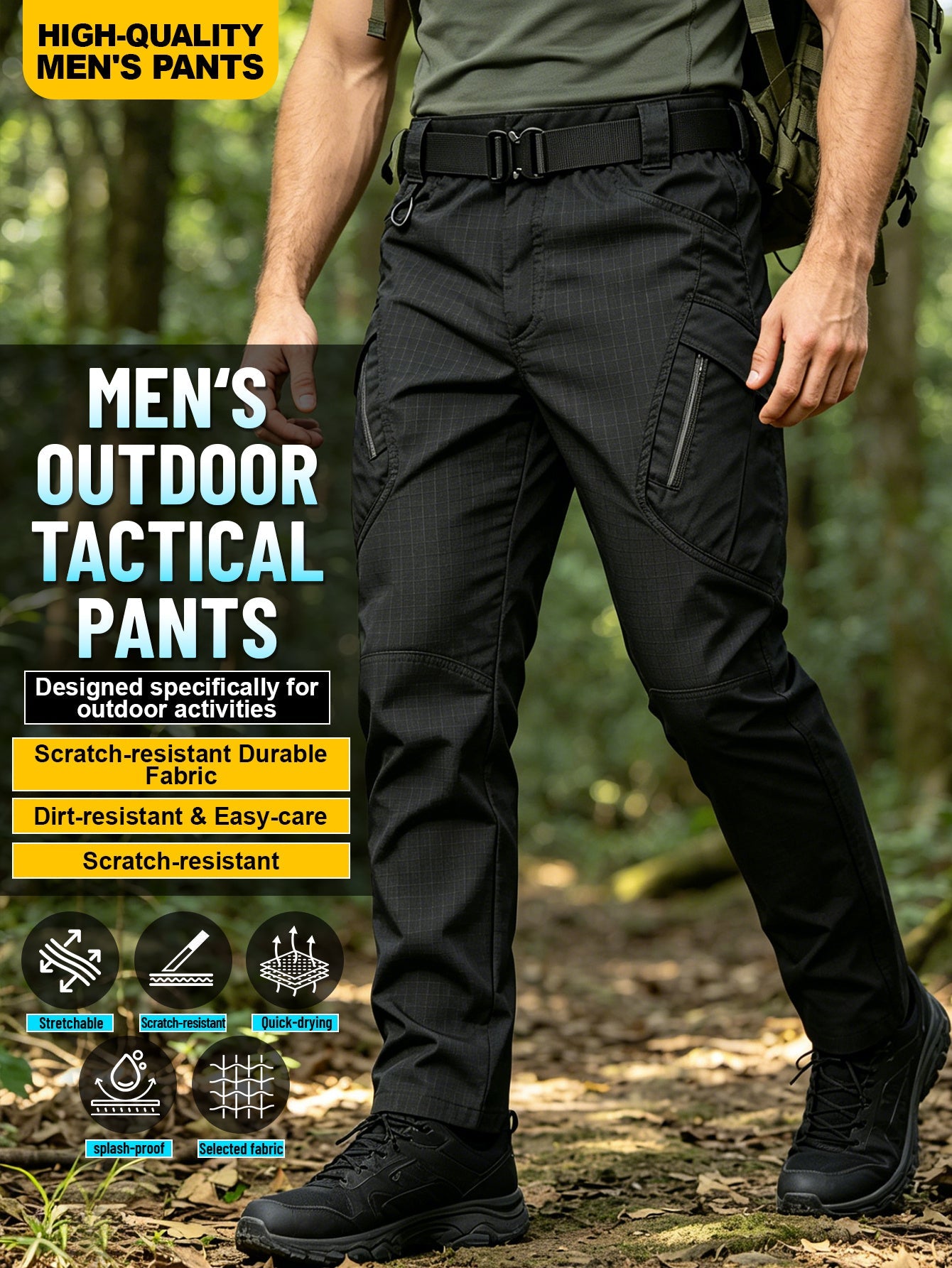Black Polyester Pants - product view 19