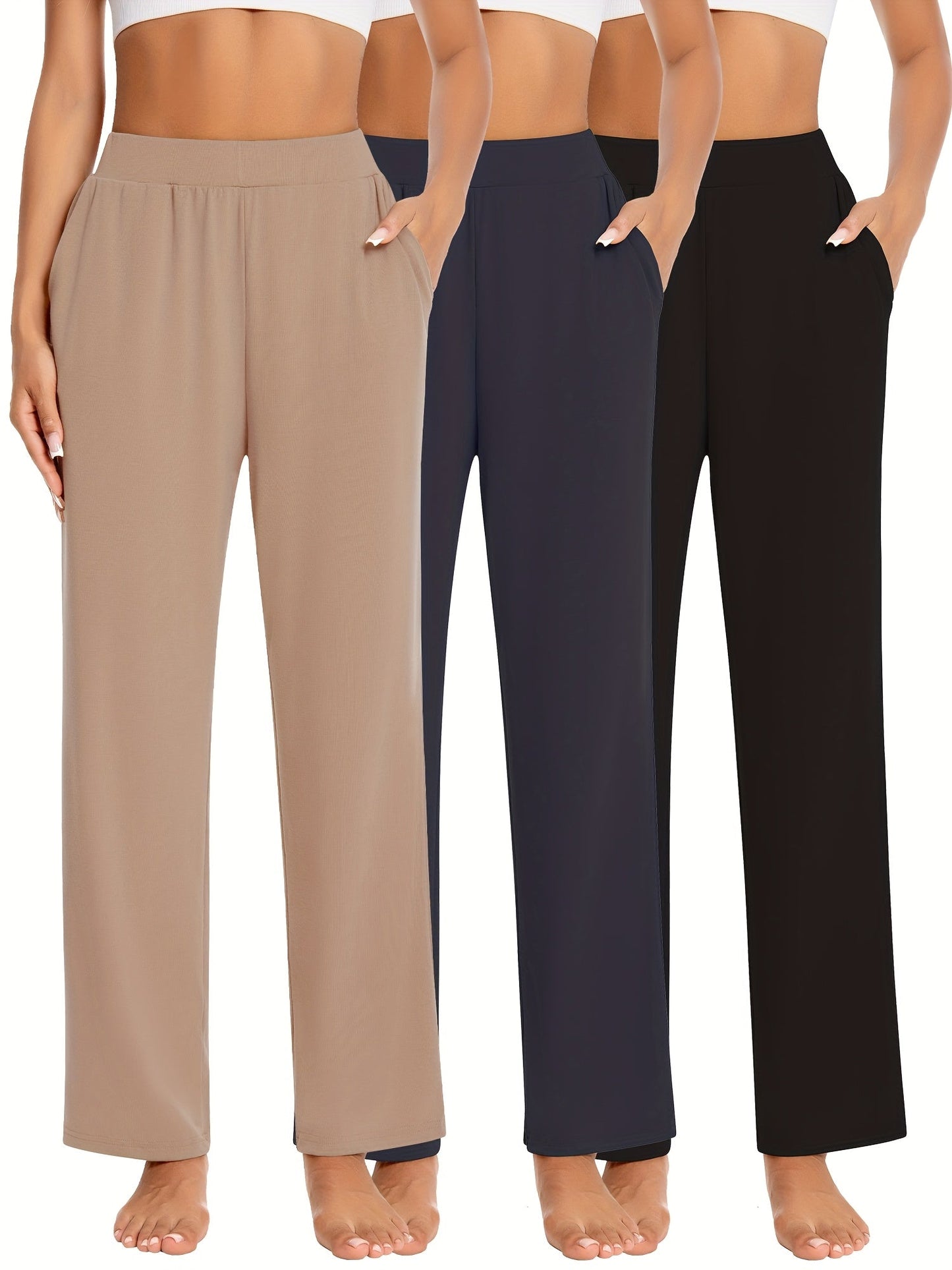 Women's Black/Carbon Grey/Khaki Viscose Pants - product view 11