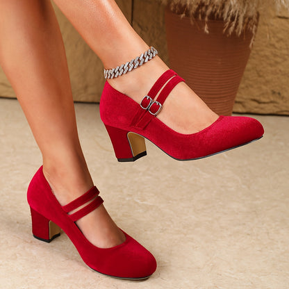 Women's Red Velvet Dress - product view 3