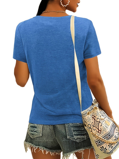 Women's Essential T-Shirt - 3-Pack V-Neck Short Sleeve Weekend Style detail image - detail view 7