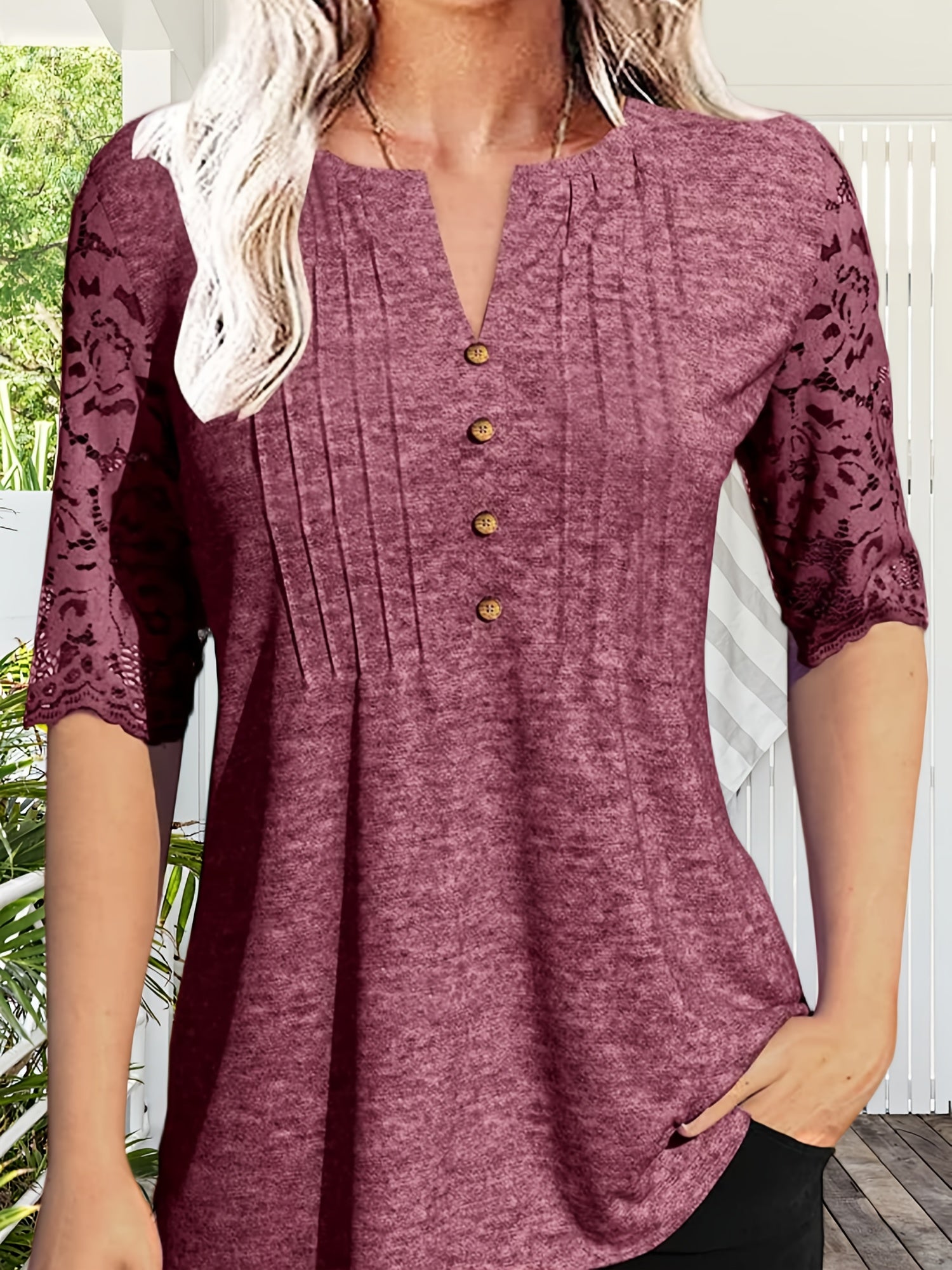 Women's Essential T-Shirt - V-Neck Short Sleeve Weekend Style 4085 detail image - detail view 10