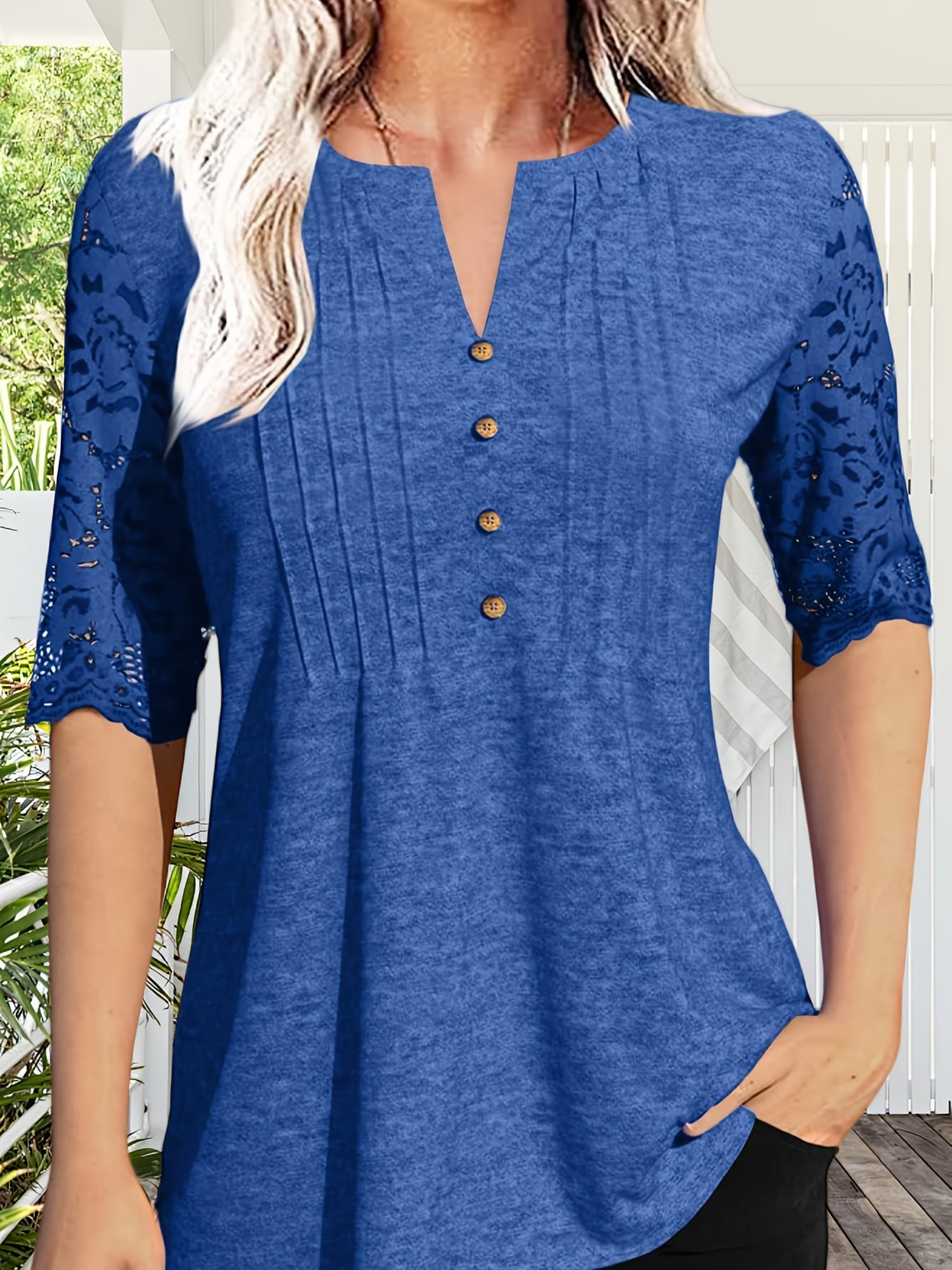 Women's Essential T-Shirt - V-Neck Short Sleeve Weekend Style 4085 detail image - detail view 9