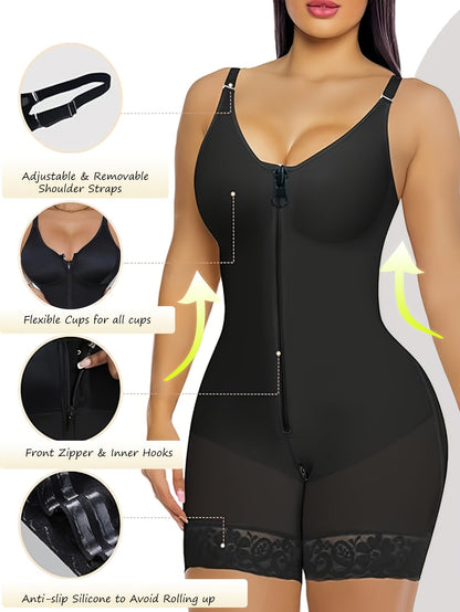 Women's Firm Control Shapewear Bodysuit - Zip Front Body Smoothing