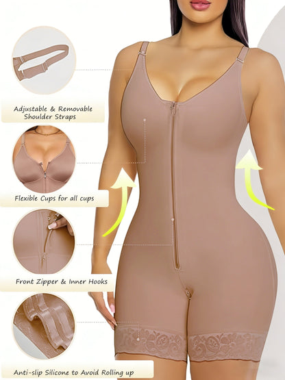 Women's Firm Control Shapewear Bodysuit - Zip Front Body Smoothing