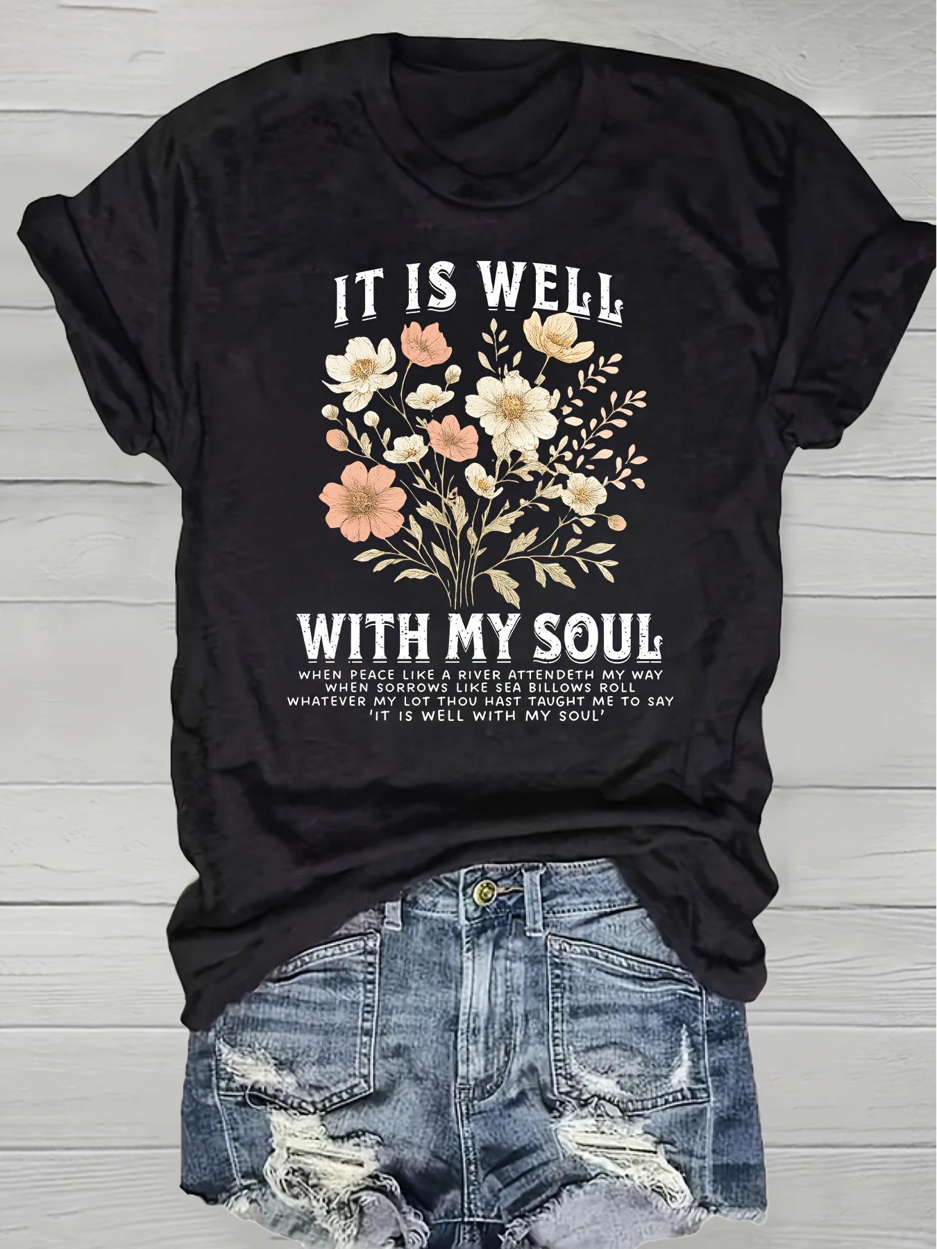 Women's Grass Green Floral Printed T-Shirt - product view 46