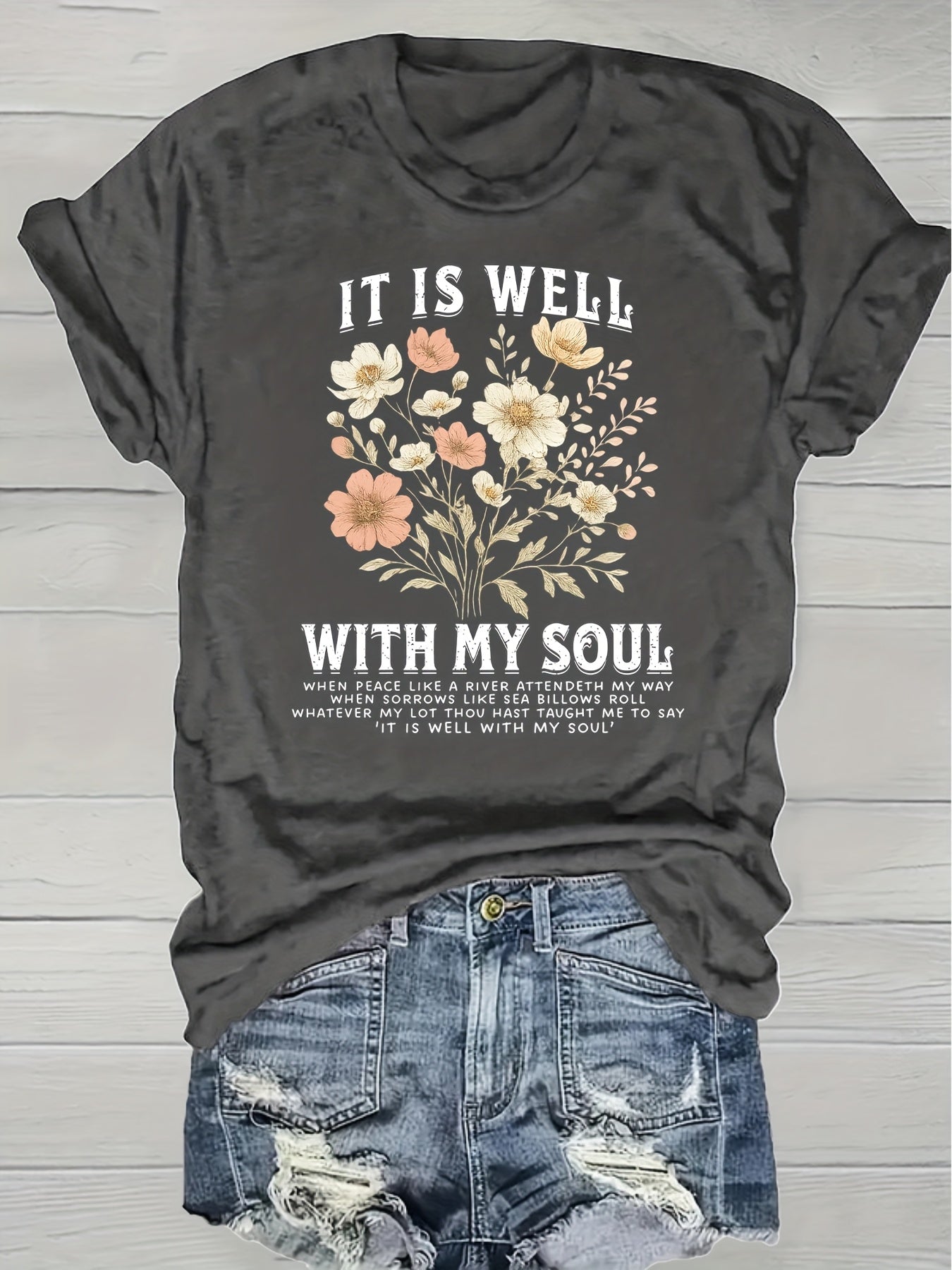 Women's Grass Green Floral Printed T-Shirt - product view 42