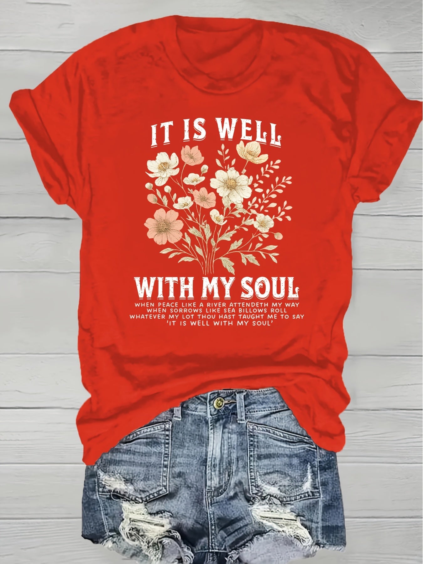 Women's Grass Green Floral Printed T-Shirt - product view 17