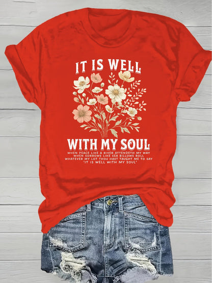 Women's Grass Green Floral Printed T-Shirt - product view 17