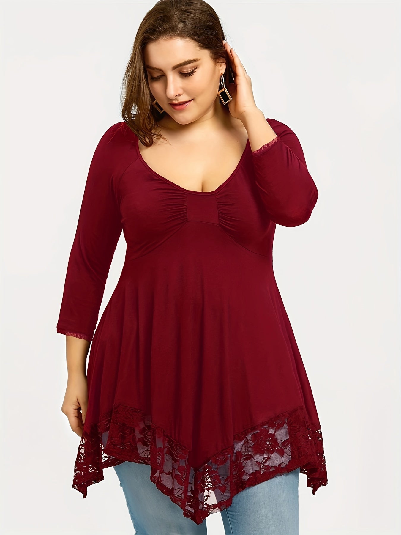 Women's Floral Print Blouse - Crew Neck Long Sleeve