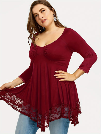 Women's Floral Print Blouse - Crew Neck Long Sleeve