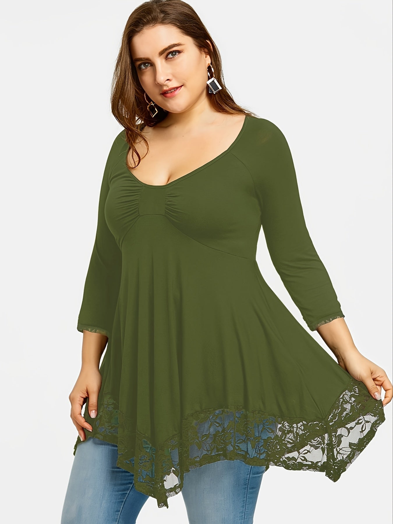 Women's Floral Print Blouse - Crew Neck Long Sleeve