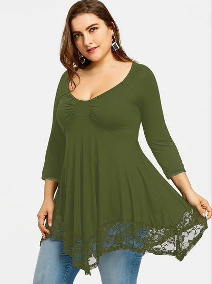 Women's Floral Print Blouse - Crew Neck Long Sleeve