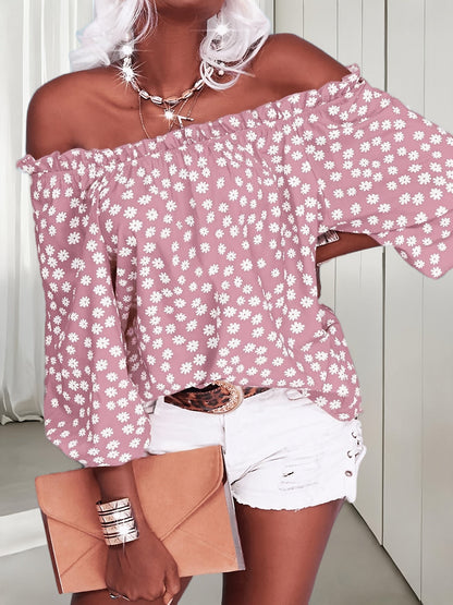 Purple Chiffon Floral Printed Blouse - product view 23