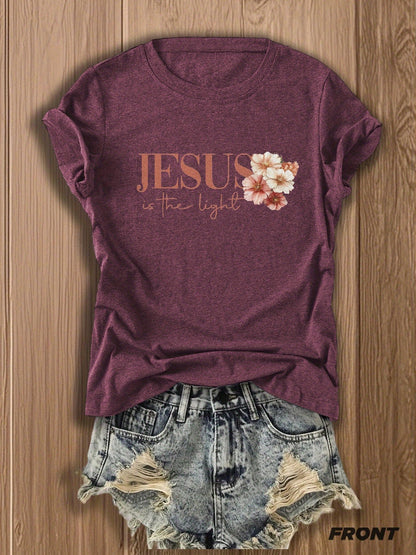Women's Floral Print T-Shirt - Classic Neck Short Sleeve detail image - detail view 17