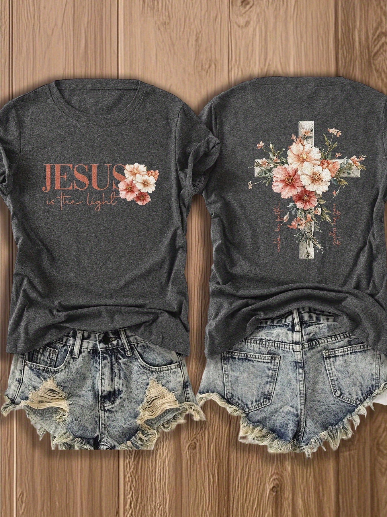 Women's Burgundy Knit Floral Printed T-Shirt - product view 26