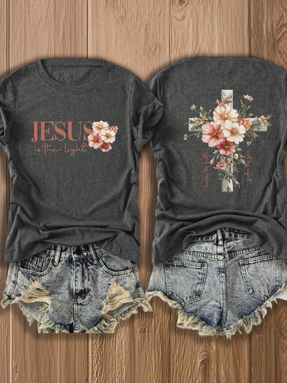 Women's Burgundy Knit Floral Printed T-Shirt - product view 26