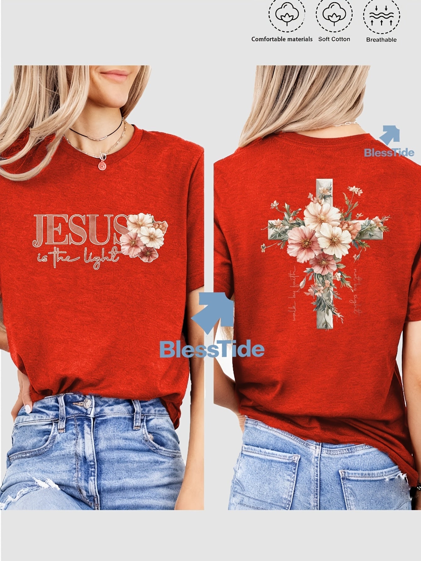 Women's Burgundy Knit Floral Printed T-Shirt - product view 41