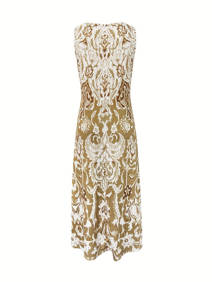 Women's Floral Square Neck Vacation Dress – Resort Style detail image - detail view 5